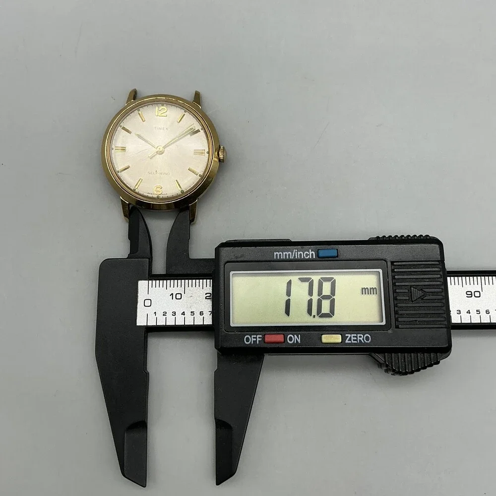 Vintage Timex Self-Wind Mens Watch 34mm Silver Gold Tone For Parts Not Running